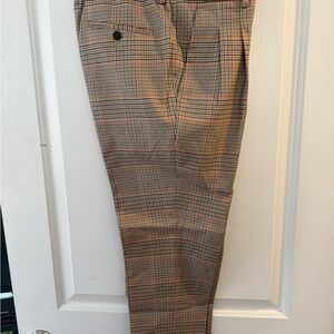Express Men's Plaid Dress Pants - Brown and Black